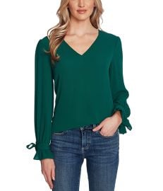 CeCe Long Sleeve V-Neck Tie Sleeve Blouse com at Zappos