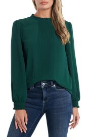 CeCe Pintucked Smocked Cuff Chiffon Top at Nordstrom