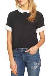 CeCe Pleat Sleeve Collared Crepe Blouse at Nordstrom