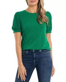 CeCe Puff Sleeve Mixed Media Top Bloomingdales at Bloomingdales