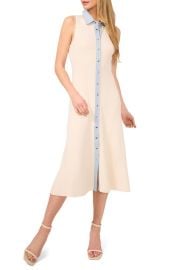 CeCe Rib Denim Trim Midi Shirtdress at Nordstrom