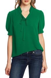 CeCe Ruffle Tie Neck Top at Nordstrom