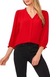 CeCe Ruffle V-Neck Blouse in Blue Jay at Nordstrom