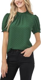 CeCe Short Sleeve Clip Dot Blouse at Amazon