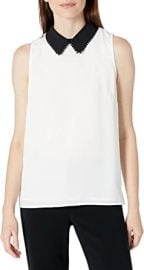 CeCe Sportswear Women39s Sleeveless Collared Blouse with Dot Trim at  Womens Clothing store at Amazon