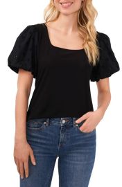 CeCe Square Neck Puff Sleeve Top at Nordstrom