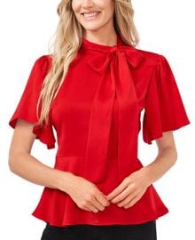 CeCe Tie-Neck Peplum Hem Blouse Reviews - Tops - Women - Macys at Macys