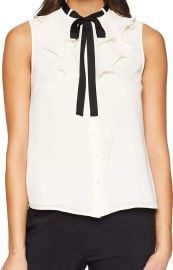 CeCe Women s Sleeveless Ruffled Top w Tie at Amazon