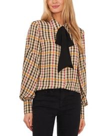 CeCe Womens Button-Up Bow-Neck Blouse - Macys at Macys