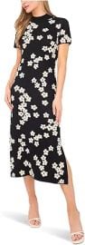 CeCe Womens Midi Floral Jaquard Knit Dress at Amazon