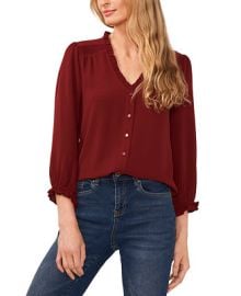 CeCe Womens Ruffled Button-Front Elbow Sleeve Blouse - Macys at Macys