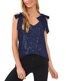 CeCe Womens Sequined Bow-Strap V-Neck Tank Reviews - Tops - Women - Macys at Macys