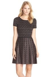 CeCe by Cynthia SteffeSage Metallic Fit and Flare Sweater Dress at Nordstrom