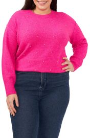 Cece Rhinestone Stud Crewneck Sweater at Nordstrom