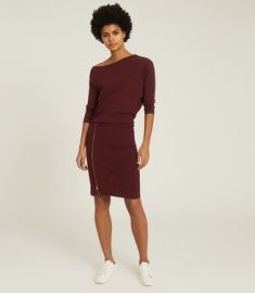 Cecilia Off-The-Shoulder Zip Detail Dress at Reiss