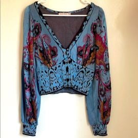 Cecilia Prado Tops Cecilia Prado V Neck Blue And Red Blouse Poshmark at Poshmark