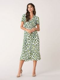 Cecilia Ruched Crepe Midi Dress at DvF