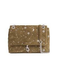 Celestial Edie Suede Studded Shoulder Bag In Seaweed at Rebecca Minkoff