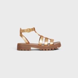 Celine Clea Triomphe Gladiator Sandal in Metalized Calfskin at Celine