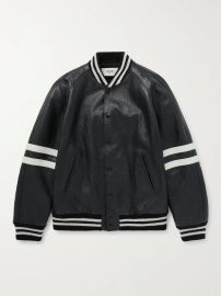 Celine Homme Striped Leather Bomber Jacket at Mr Porter