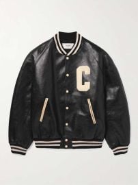 Celine Homme Teddy Logo Appliqu d Leather Bomber Jacket at Mr Porter