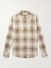 Celine Logo Embroidered Checked Cotton Shirt at Mr Porter