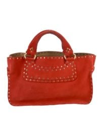 Celine Suede Studded Boogie Satchel in Red at The Real Real