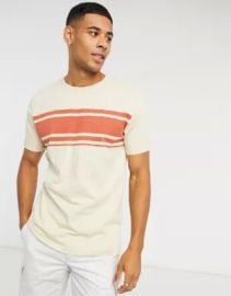 Celio Stripe T shirt in Beige at ASOS