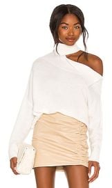 Central Park West Knightley Cut Out Sweater in Ivory at Revolve