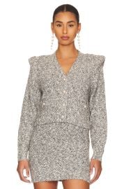 Central Park West Lennon Tweed Cardigan in Steel Grey at Revolve