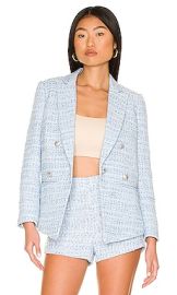 Central Park West Silvie Tweed Blazer in Blue at Revolve