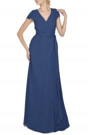 Ceremony by Joanna August  Aurele  Cap Sleeve Chiffon Wrap Gown at Nordstrom