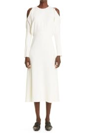 Chain Detail Cold Shoulder Dolman Long Sleeve Midi Dress at Nordstrom