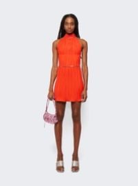 Chain Pleat Halter Mini Dress Fuchsia And Vermilion The Webster at The Webster