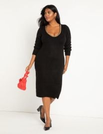 Chain Scoop Sweater Dress  Women39s Plus Size Dresses at ELOQUII