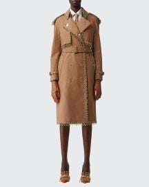 Chain-Trim Trench Coat at Bergdorf Goodman