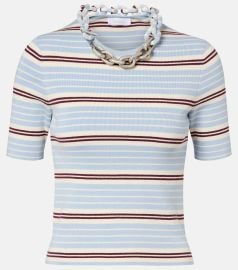 Chain-detail silk and cotton-blend top in blue - Rabanne at Mytheresa