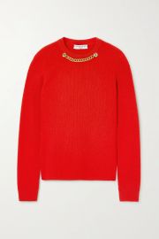 Chain-embellished ribbed wool and cashmere-blend sweater at Net a Porter