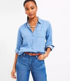 Chambray Everyday Relaxed Pocket Shirt at Loft