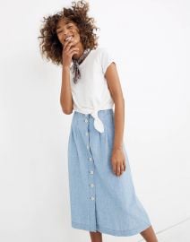 Chambray Patio Button-Front Midi Skirt at Madewell