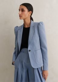 Chambray Tailoring Fitted Blazer MEEM Blue at Me and Em