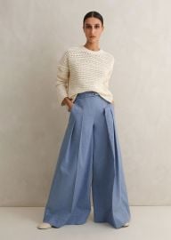 Chambray Tailoring Super Wide-Leg Pant MEEM Blue at Me and Em