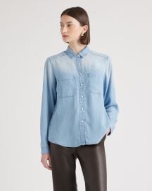 Chambray Tencel Long Sleeve Shirt in Light Indigo at Quince