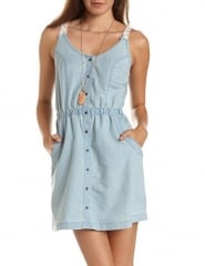 Chambray button front dress at Charlotte Russe