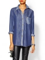 Chambray shirt with contrast collar at Piperlime