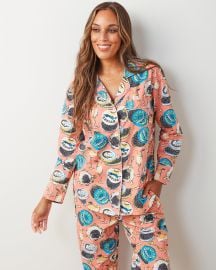 Champagne amp Caviar - Women39s Organic Cotton Long PJ Set - Salmon Printfresh at Print Fresh