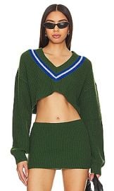 Champion X Danielle Guizio Crop Rib Knit Pullover Sweater In Regeneration Green at Revolve