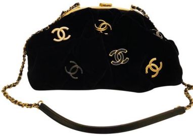 Chanel 2021 with Cc Logos Embellished Black Velvet Leather Gold Hardware Shoulder Bag Listed By GLAMOROUS CLOSET - at Tradesy