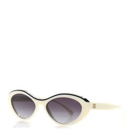 Chanel Acetate Oval Sunglasses 5416 White Black at Fashionphile