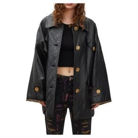 Chanel Black Lambskin Quilted Leather Swing Coat at 1st Dibs